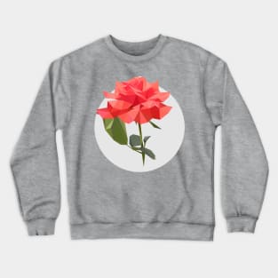 Pink Rose Polygonal Floral Print Crewneck Sweatshirt